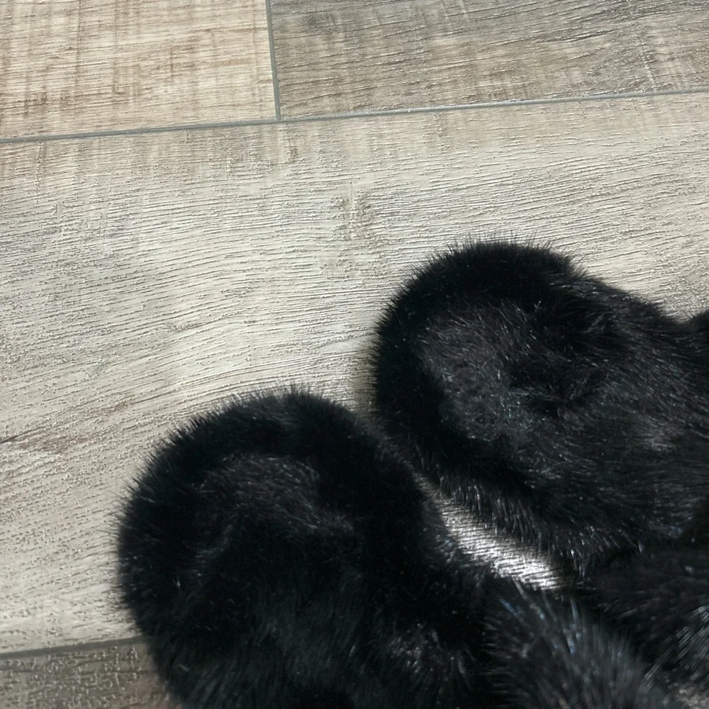 Saint Laurent Bleach fur sandals in black